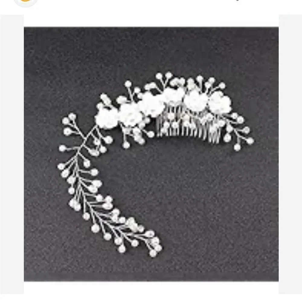 Wedding Bridal Hair Comb Hair Vine Flowers Pearls